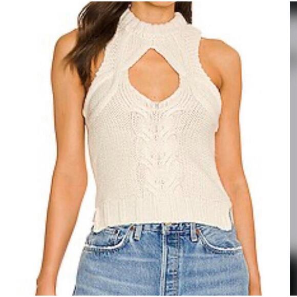 For Love & Lemons womens Keke Cable Knit Tank size 1X New Cream - Picture 1 of 10